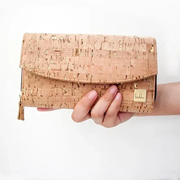 Vegan Cork Wallet Clutch for Women Large Capacity Phone Purse Gift